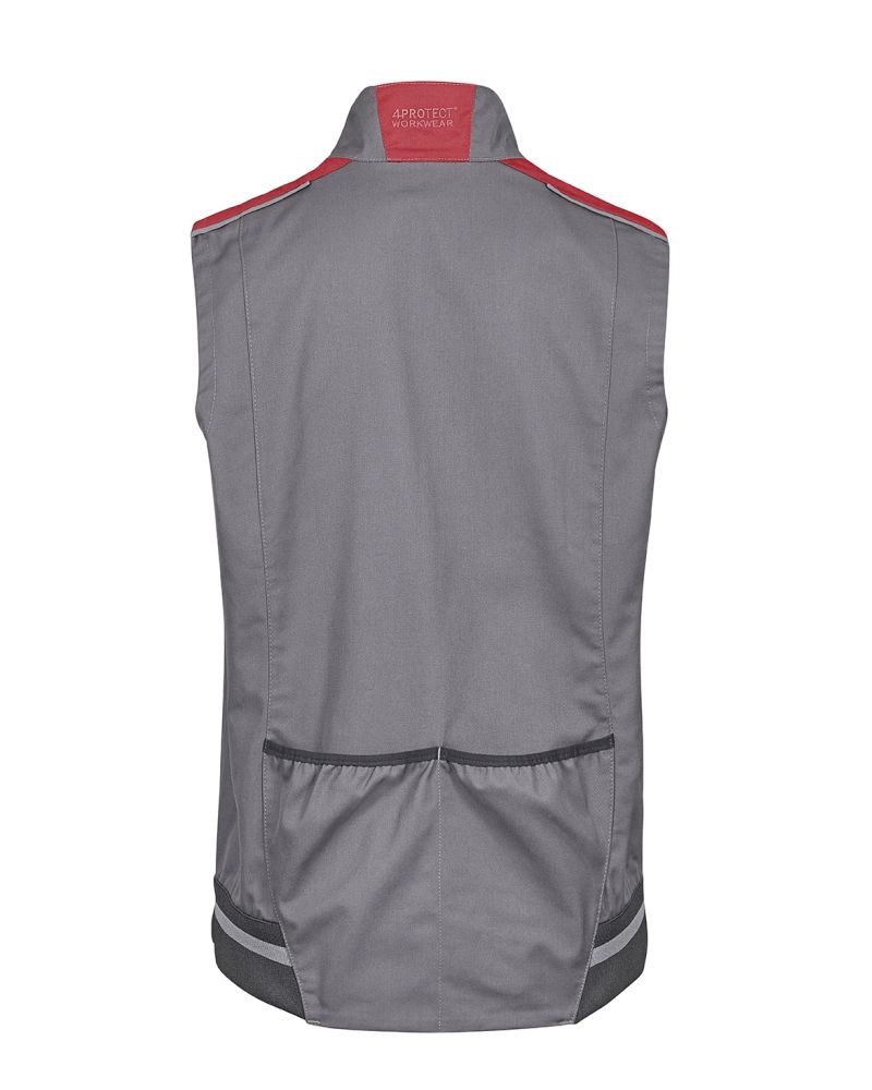 3023 4PROTECT® Workwear Weste, grau/rot