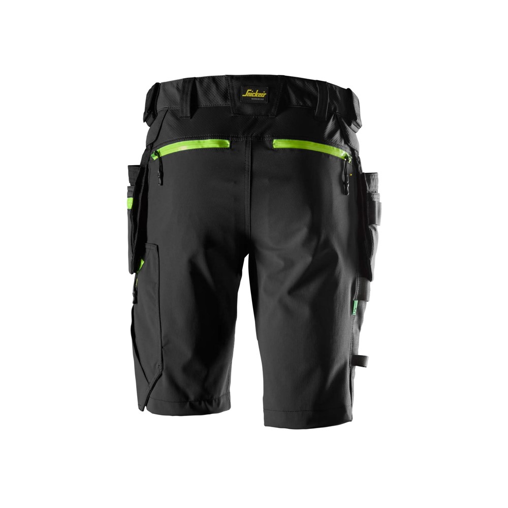 6140 FlexiWork, Stretch-Shorts mit abnehmbaren Holstertaschen | 0467 schwarz/neongelb