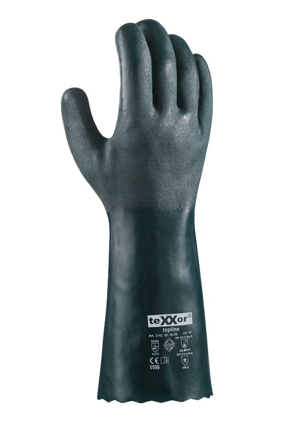 2142 Chemikalienschutz-Handschuhe PVC GRÜN Detail 1