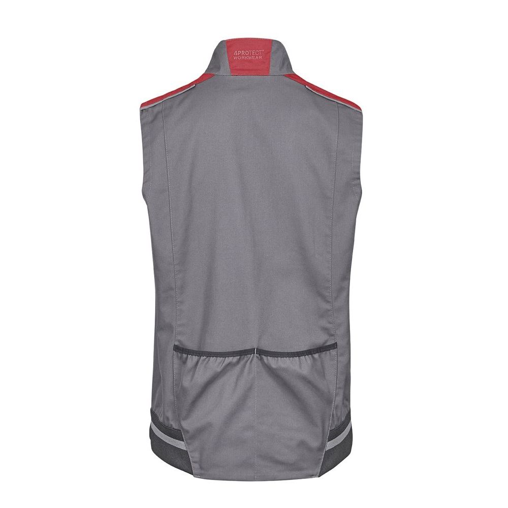 3023 4PROTECT® Workwear Weste, grau/rot Detail 1