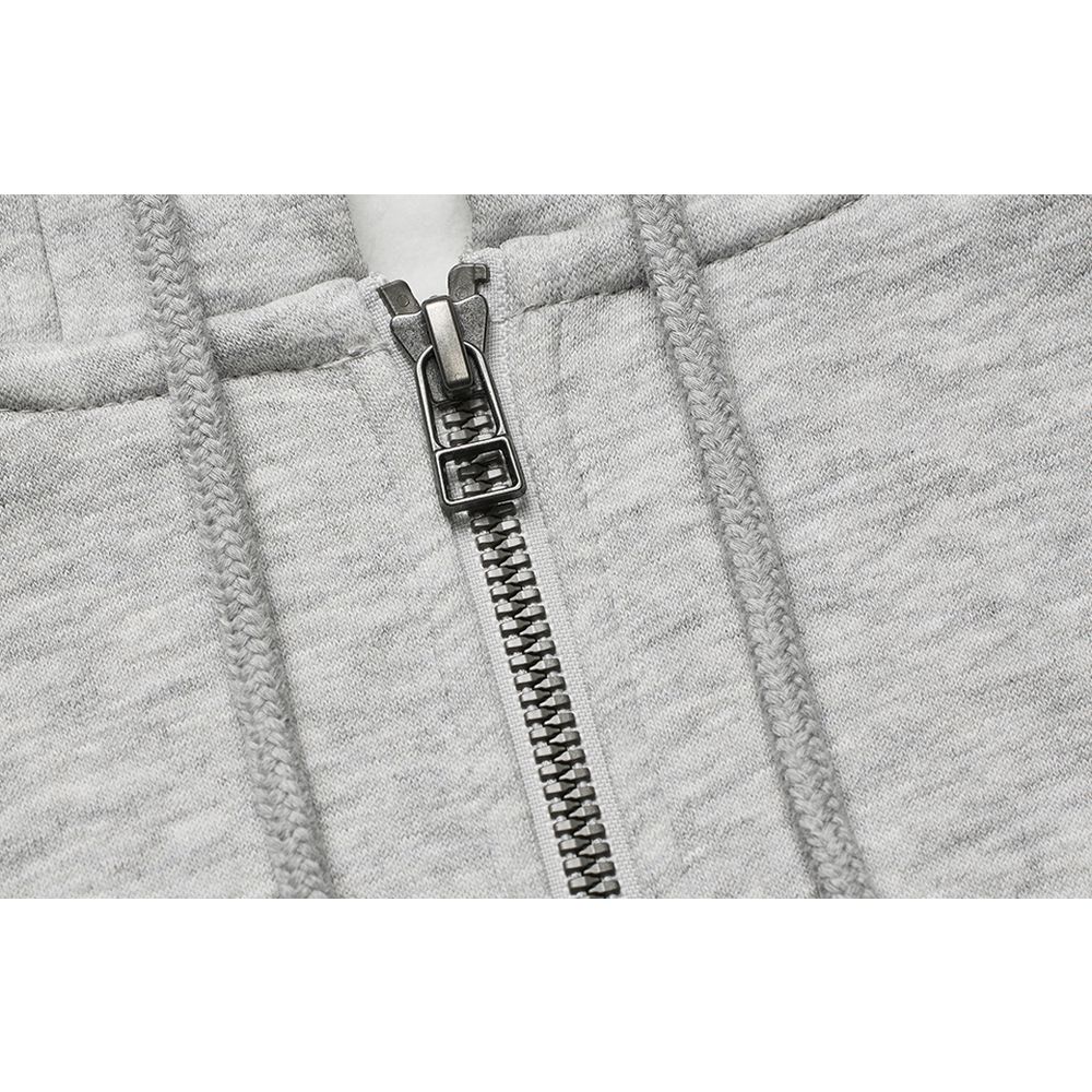 6012 Hoodie | ökologisch | Reißverschluss, Detailansicht 3 in der Farbe altgrau meliert