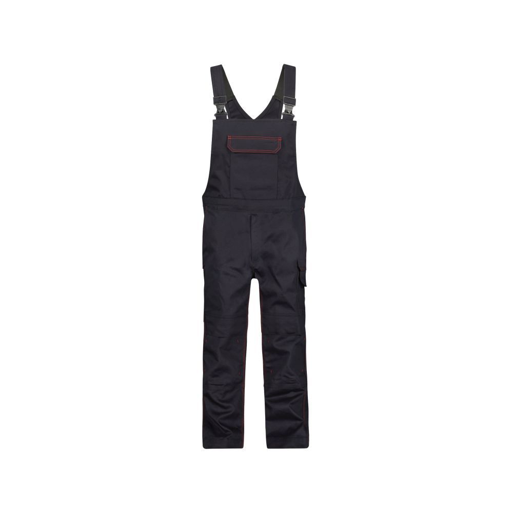 400142 Dakota | flammhemmende Latzhose mit Kniepolstertaschen (schwarz, 42, Standard)