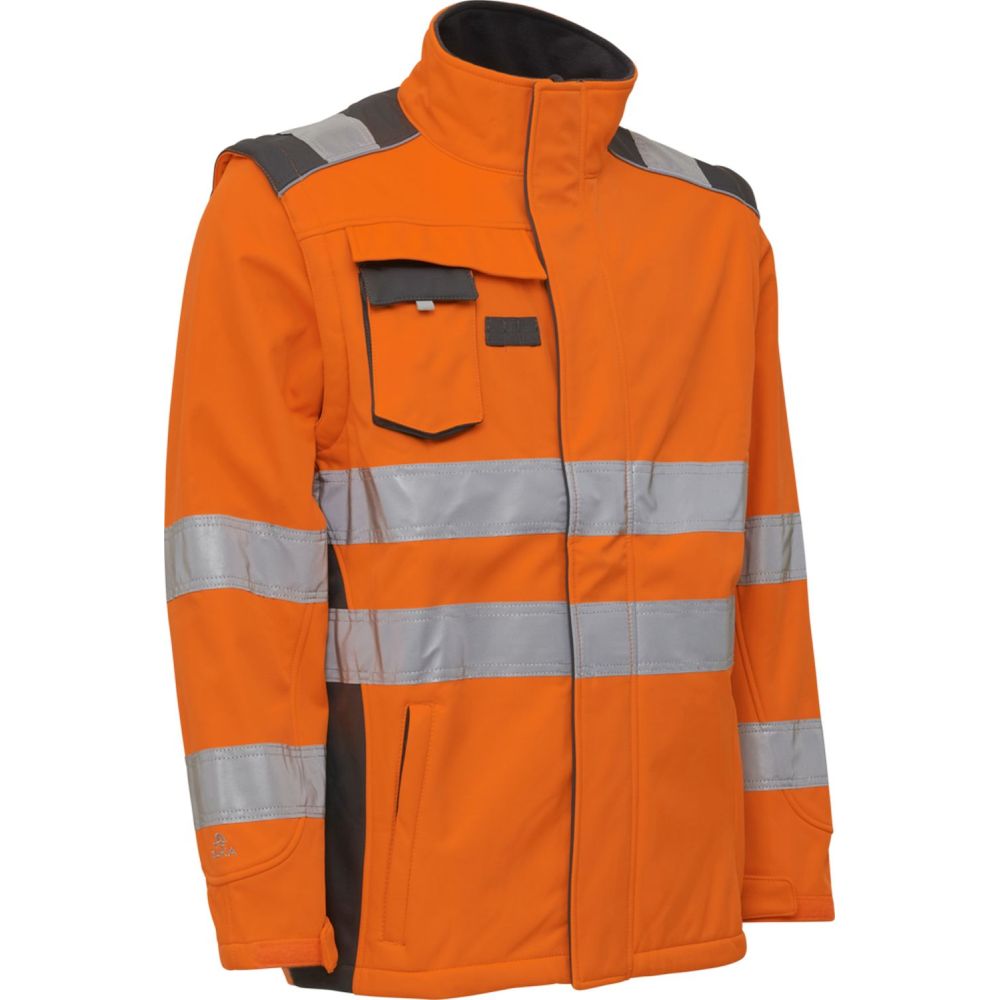 ELKA Warnschutz-Softshelljacke, Ärmel abnehmbar | 116504R (037 fl. orange/grey, S)