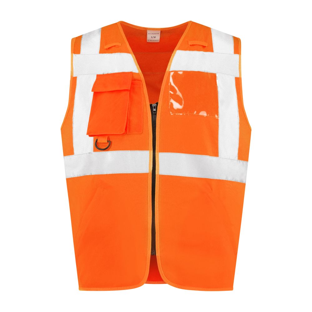 BESTEX Warnschutzweste mit Reißverschluss | VRRWS100 (fluo orange, S/M)