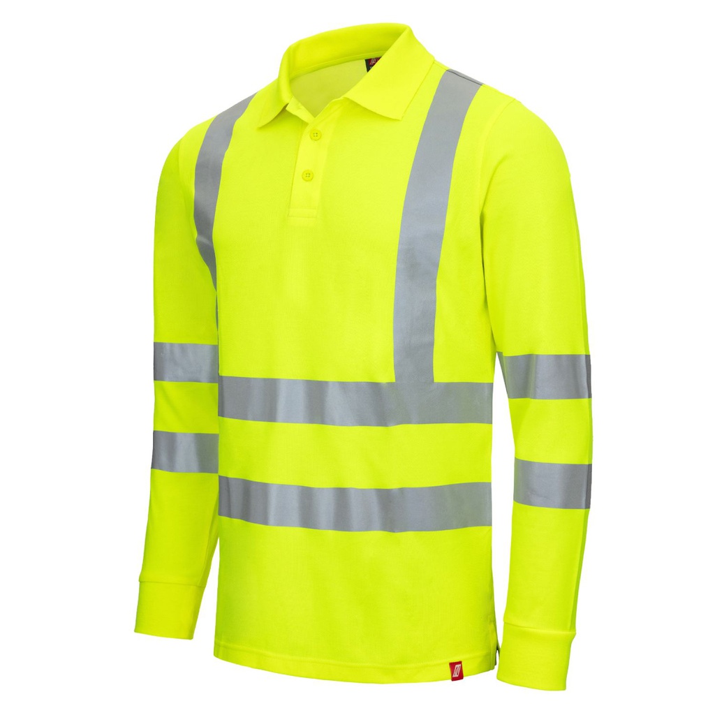 NITRAS MOTION TEX VIZ UV-Schutz Warnschutz-Langarm-Poloshirt | 7014 (neongelb, XS)