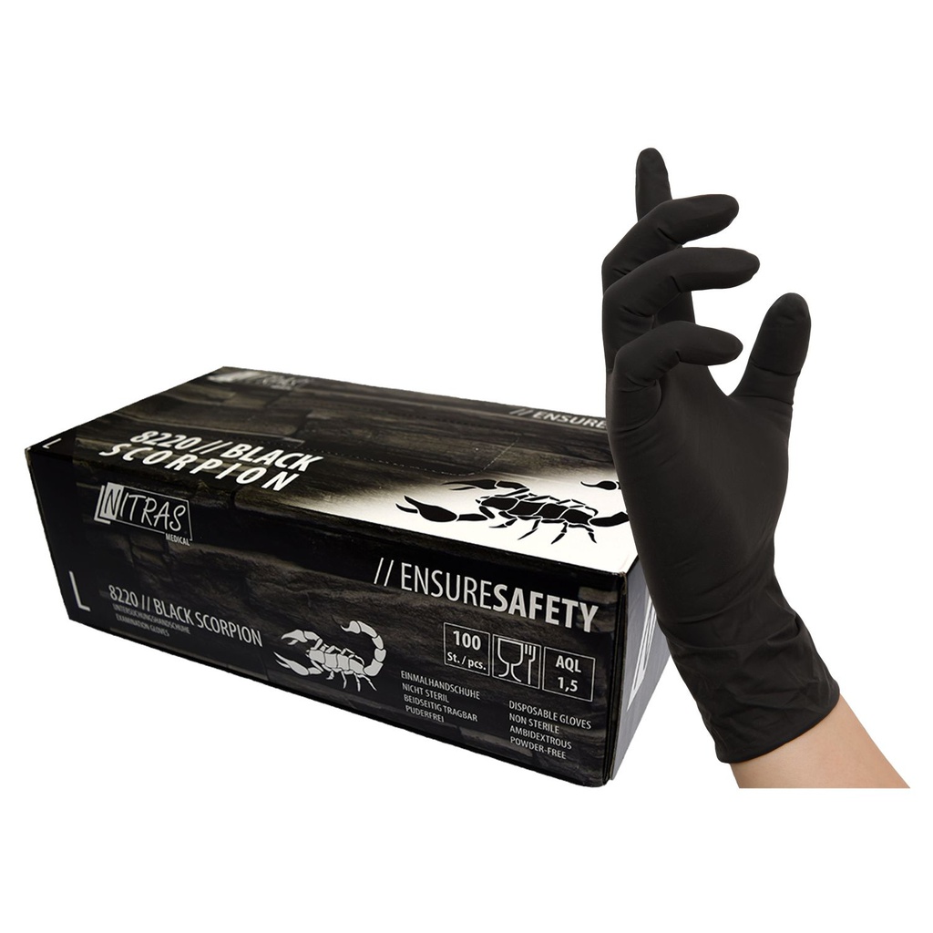 NITRAS Black Scorpion Latex Einmalhandschuhe | 8220 (XS)
