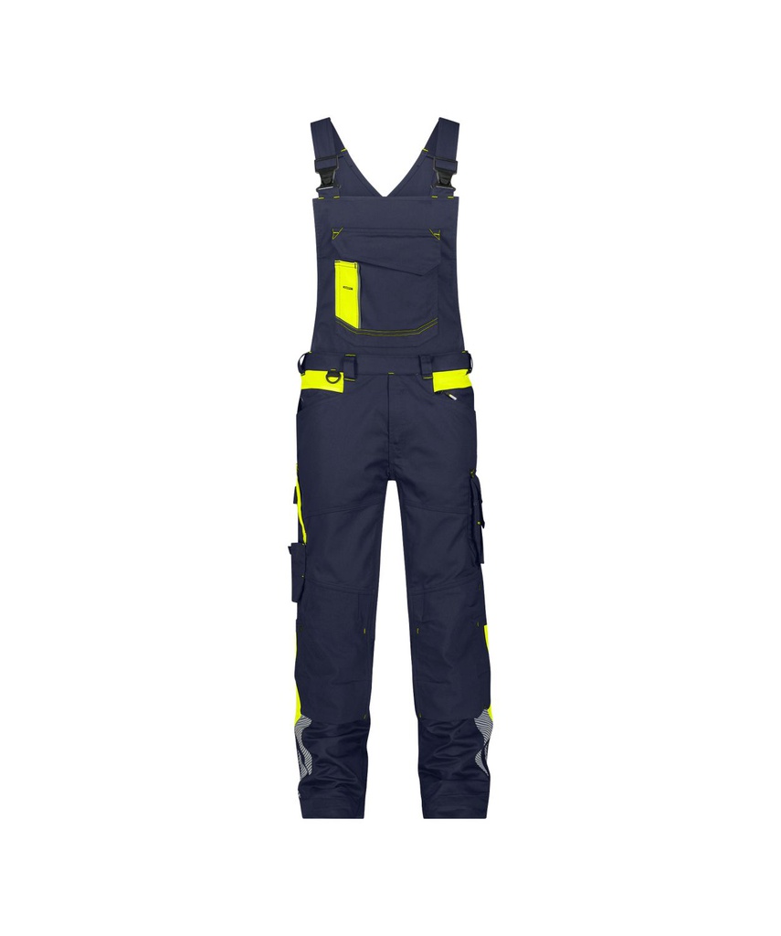 400166 Ulsan | Stretch-Arbeitslatzhose mit Kniepolstertaschen (nachtblau/neongelb, 42, Standard)