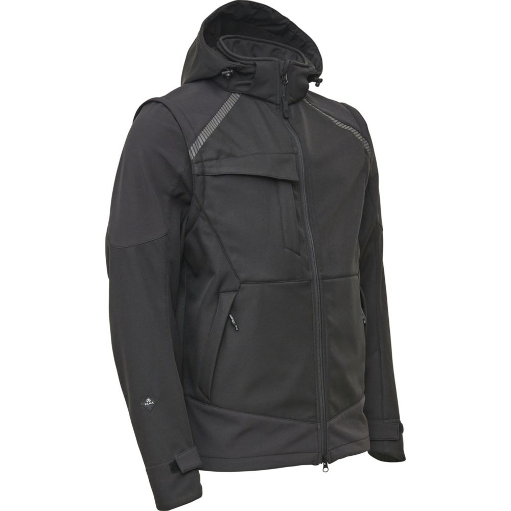 ELKA Working Xtreme Softshelljacke | Ärmel abnehmbar | 117300 (010 schwarz, XS)