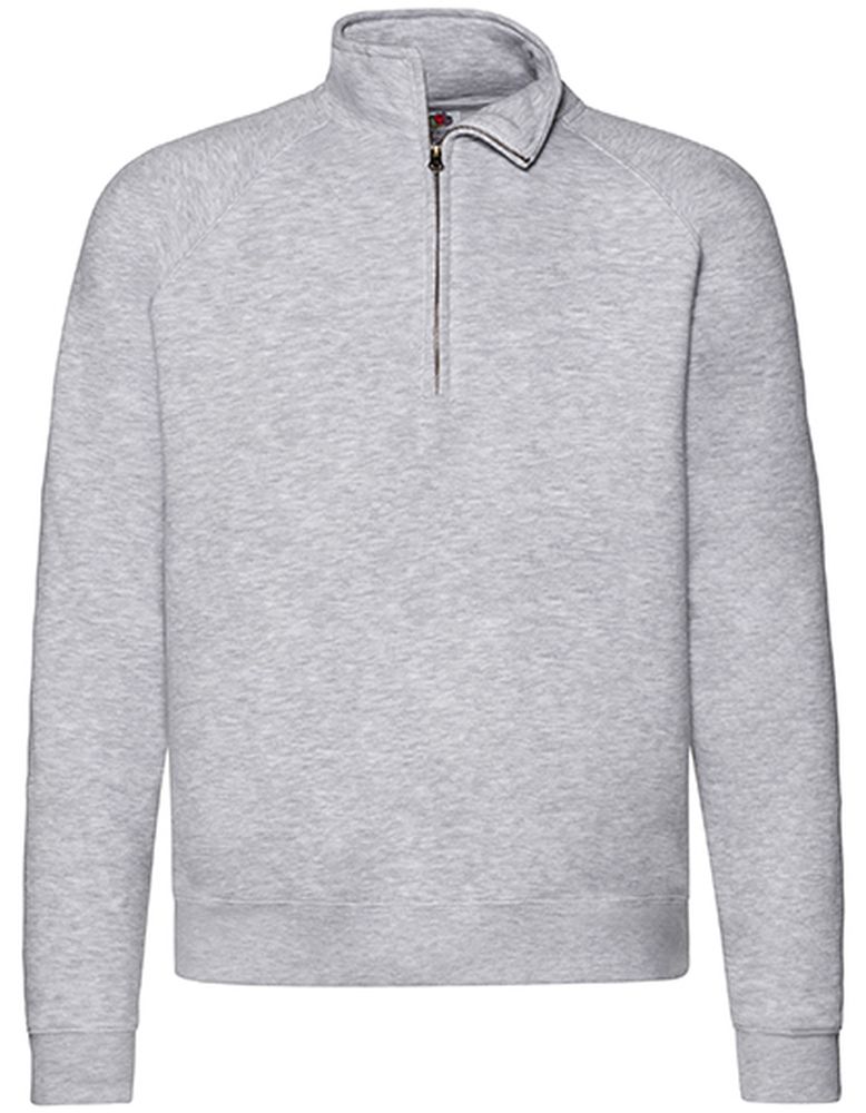261.01-heather grey Premium Zip Neck Raglan Sweatshirt (S)