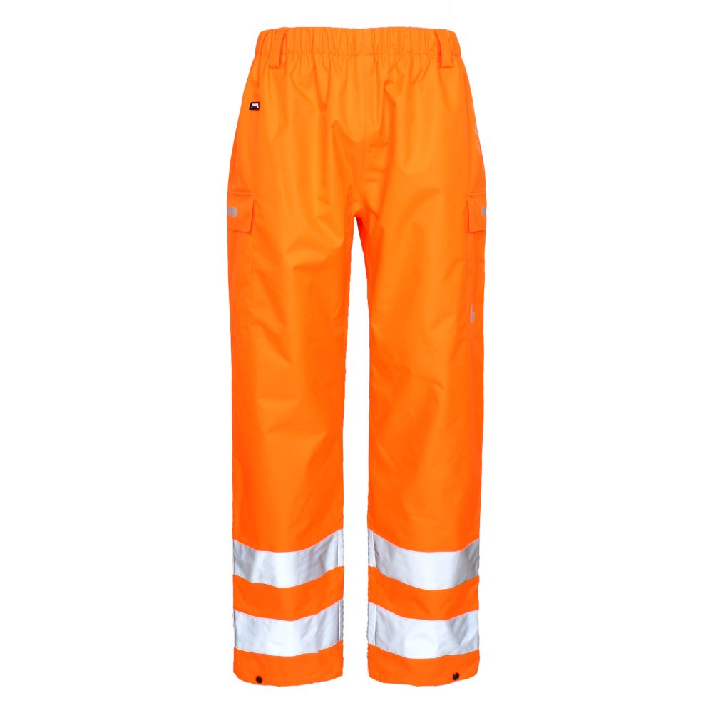 LYNGSOE Atmungsaktive HI-VIS Regenhose in einem leichteren Stoff mit hoher Strapazierfähigkeit | FOX6052 (05 hi-vis orange, XS)