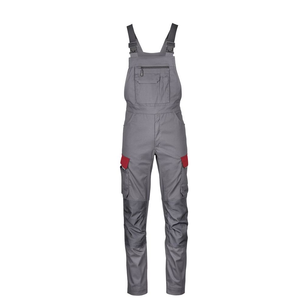 4PROTECT Workwear Latzhose, grau/rot | 3033