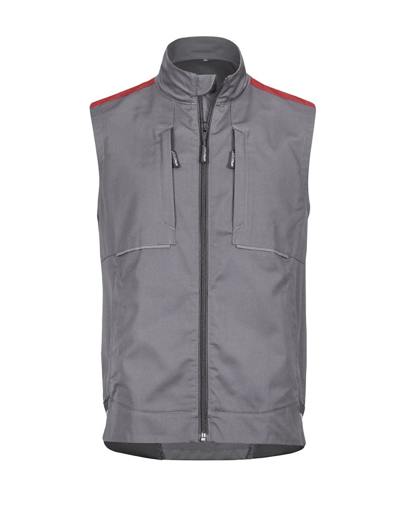 3023 4PROTECT® Workwear Weste, grau/rot (XS)
