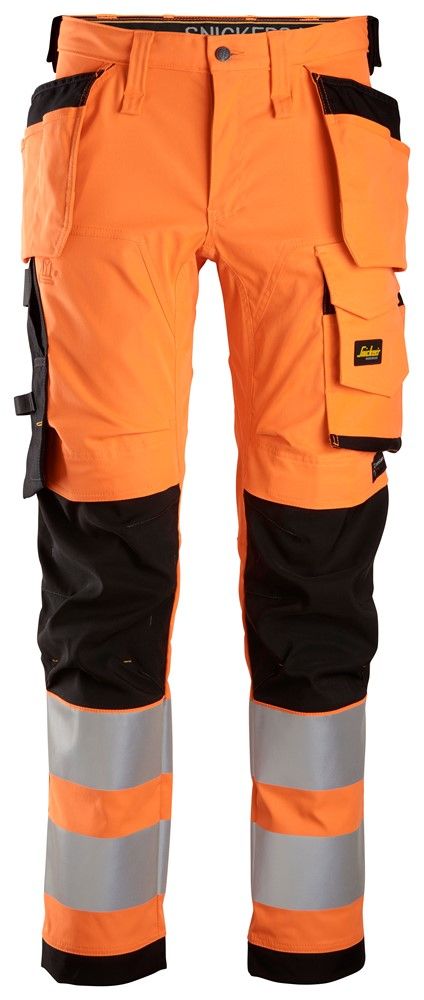 6243 Warnschutz-Stretchhose (High-Vis Kl. 2) mit Holstertaschen (5504 high visibility orange/black, 44)