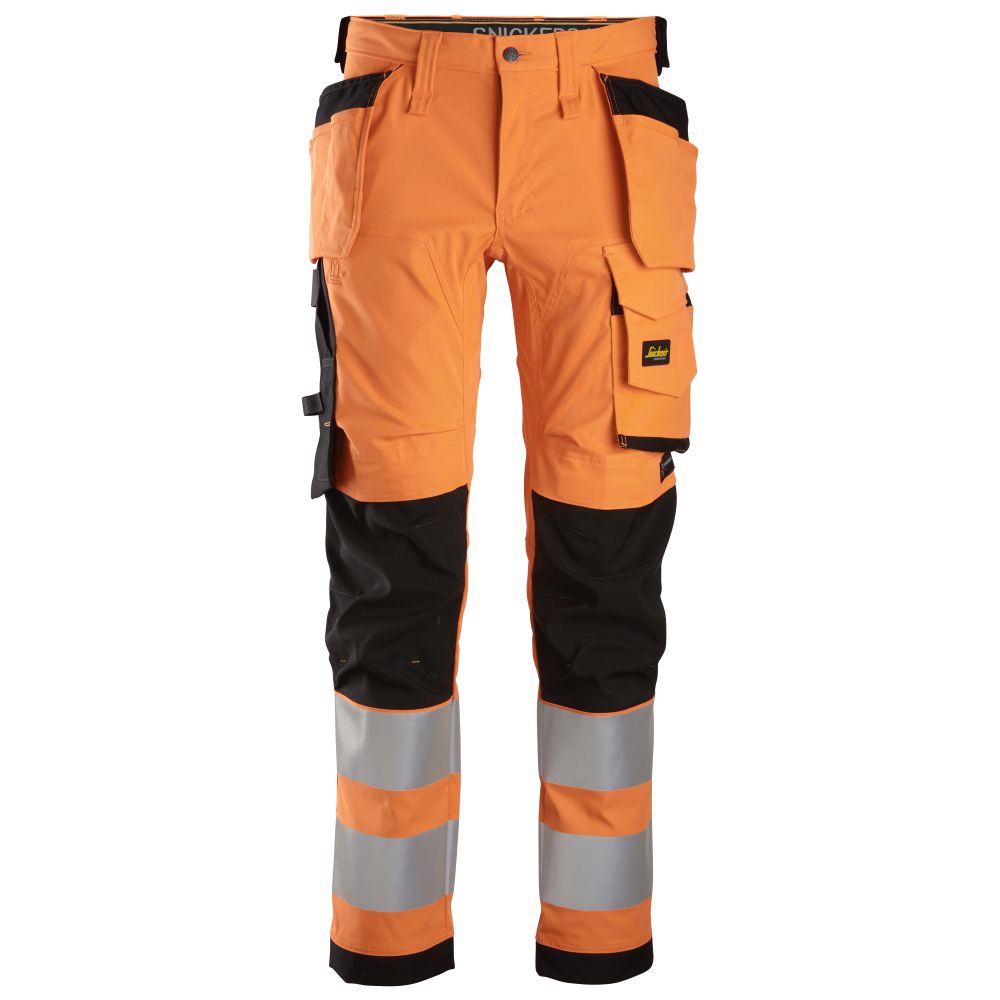 SNICKERS Warnschutz-Stretchhose (High-Vis Kl. 2) mit Holstertaschen | 6243 (5504 high visibility orange/black, 44)
