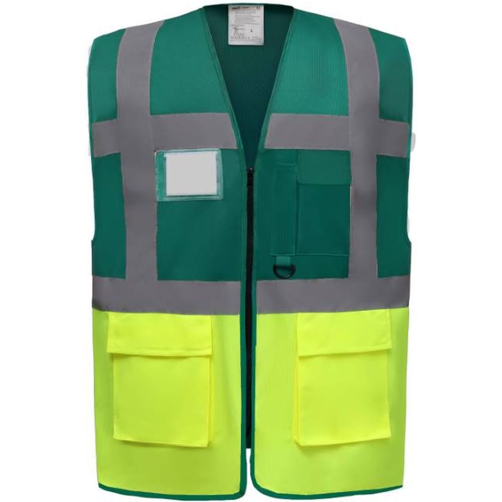 [79W801zx401] YOKO HVW801 Hi-Vis Multifunktionsweste, paramedic green/hi-vis yellow | 79.W801 (S)