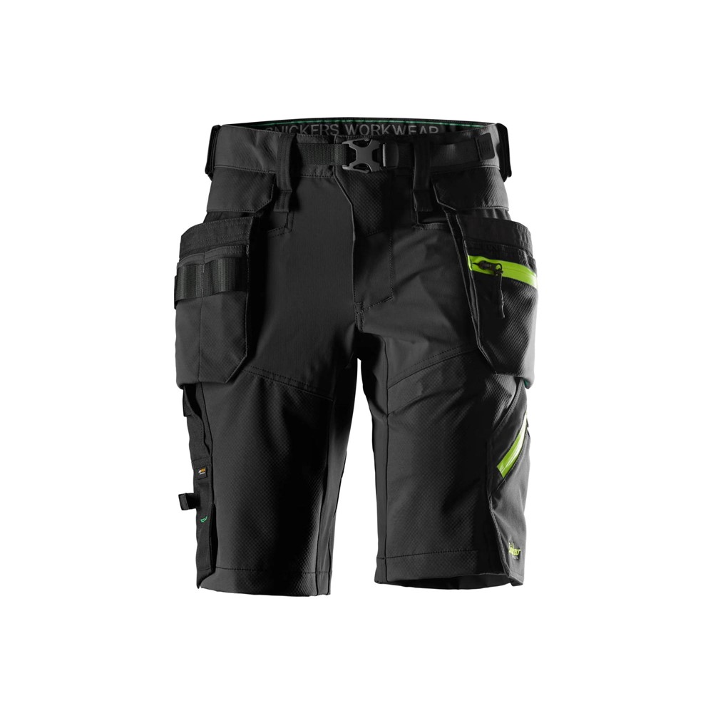 6140 FlexiWork, Stretch-Shorts mit abnehmbaren Holstertaschen | 0467 schwarz/neongelb (44)