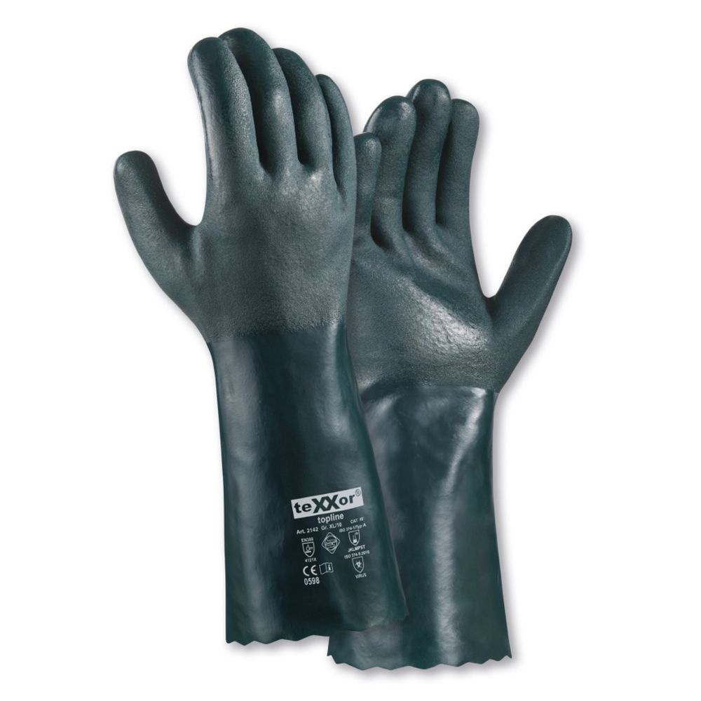 TEXXOR Chemikalienschutz-Handschuhe PVC GRÜN | 2142