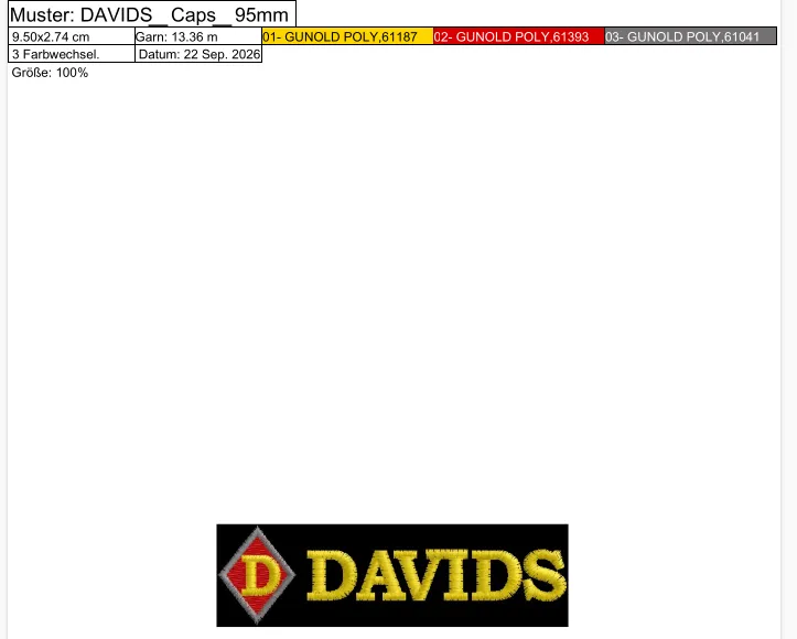 11091-1 Einstickung Davids (Cap)