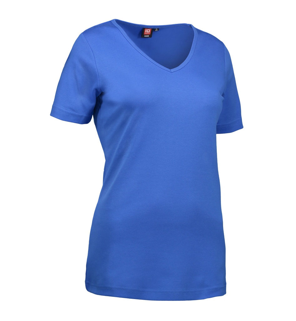 0506 Interlock T-Shirt | V-Ausschnitt | Damen (azur, S)