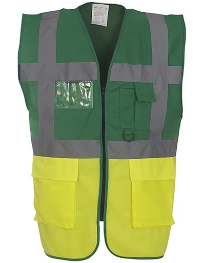 YK801 Multi-Functional Executive Waistcoat | paramedic green/hi-vis yellow