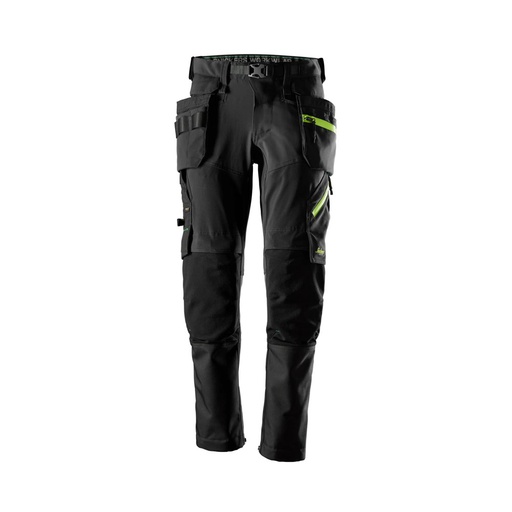 6940 FlexiWork, Softshell-Stretchhose mit abnehmbaren Holstertaschen | 0467 schwarz/neongelb